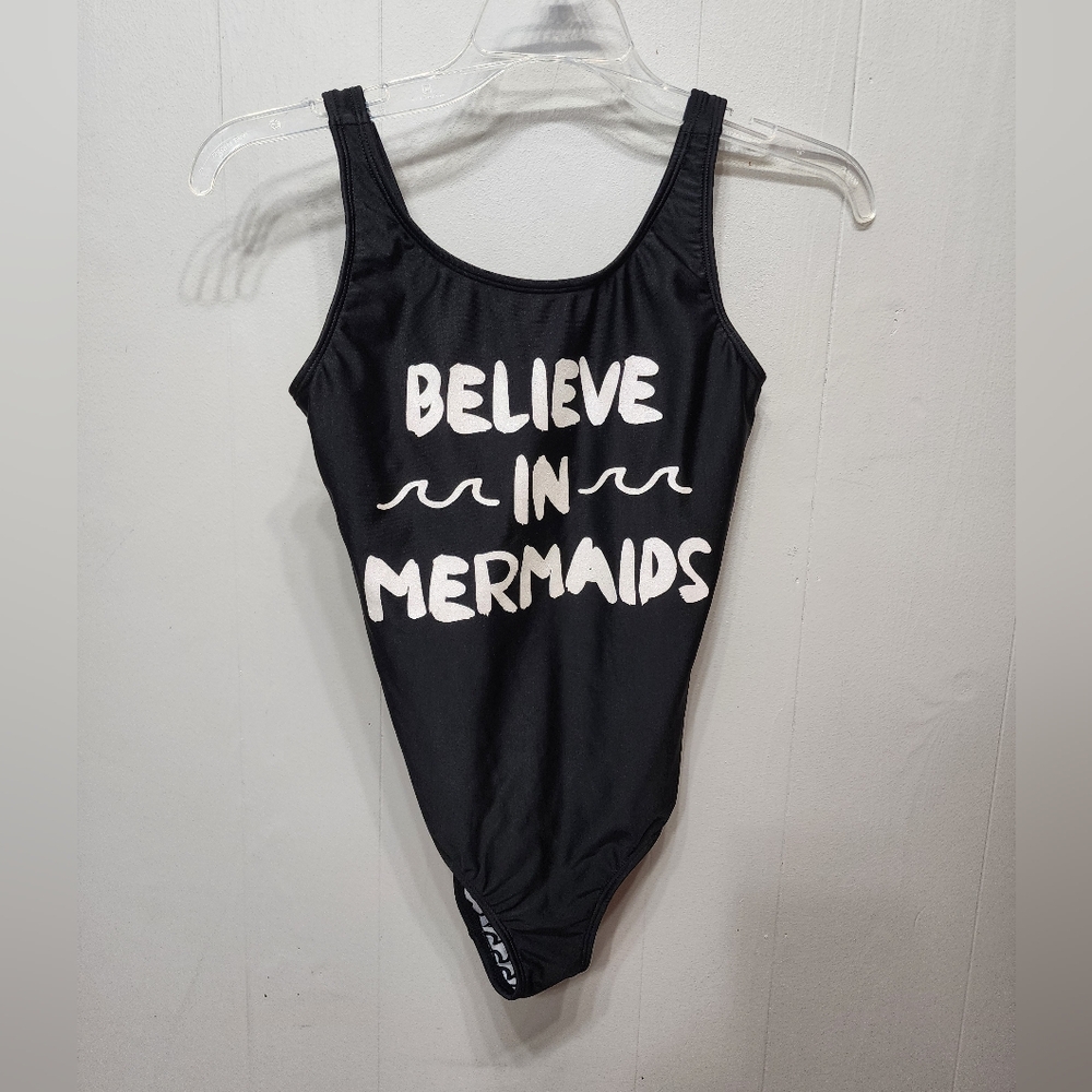 Art Class Swimsuit Large 10 - 12 Black Believe in Mermaids One Piece‎ Beach C313